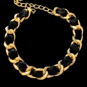 Gold Chain Velvet Dog Collar