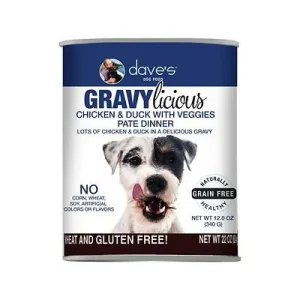 Dave's Pet Food Gravylicious Chicken & Duck with Veggies Canned Dog Food - 12 oz Cans - Case of 12