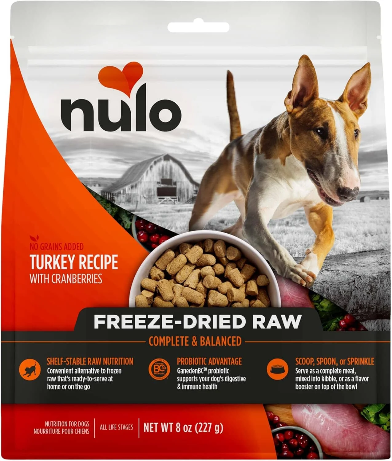 Nulo Grain-Free Freeze-Dried Raw Turkey with Cranberries Complete and Balanced Dry Dog Food