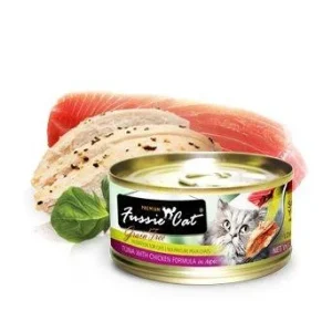 Fussie Cat Premium Tuna with Chicken Formula in Aspic Canned Cat Food - 24/2.82 oz Cans - Case of 1