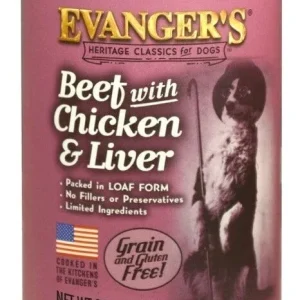 Evanger's Beef Chicken & Liver Complete Classic Canned Dog Food Dinners - 20.2 oz Cans - Case of 12