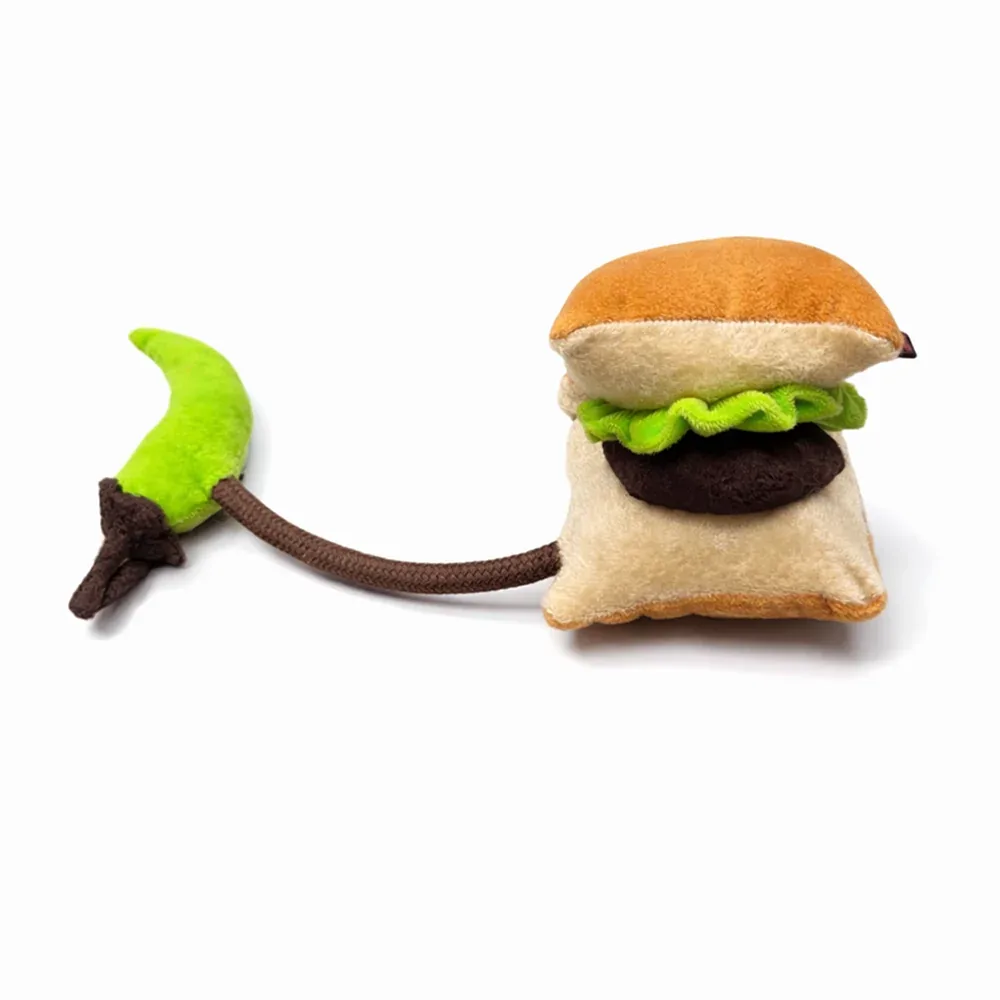 Pawgypets Vada Pav Plush with Rope Toy for Dogs