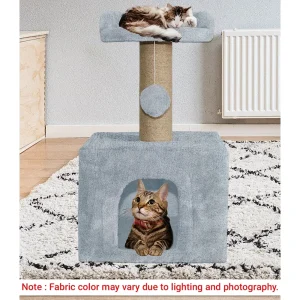 Furrlovers Soft Fur Condo Cat Tree with Sisal/Jute Scratching Post & Hanging Ball