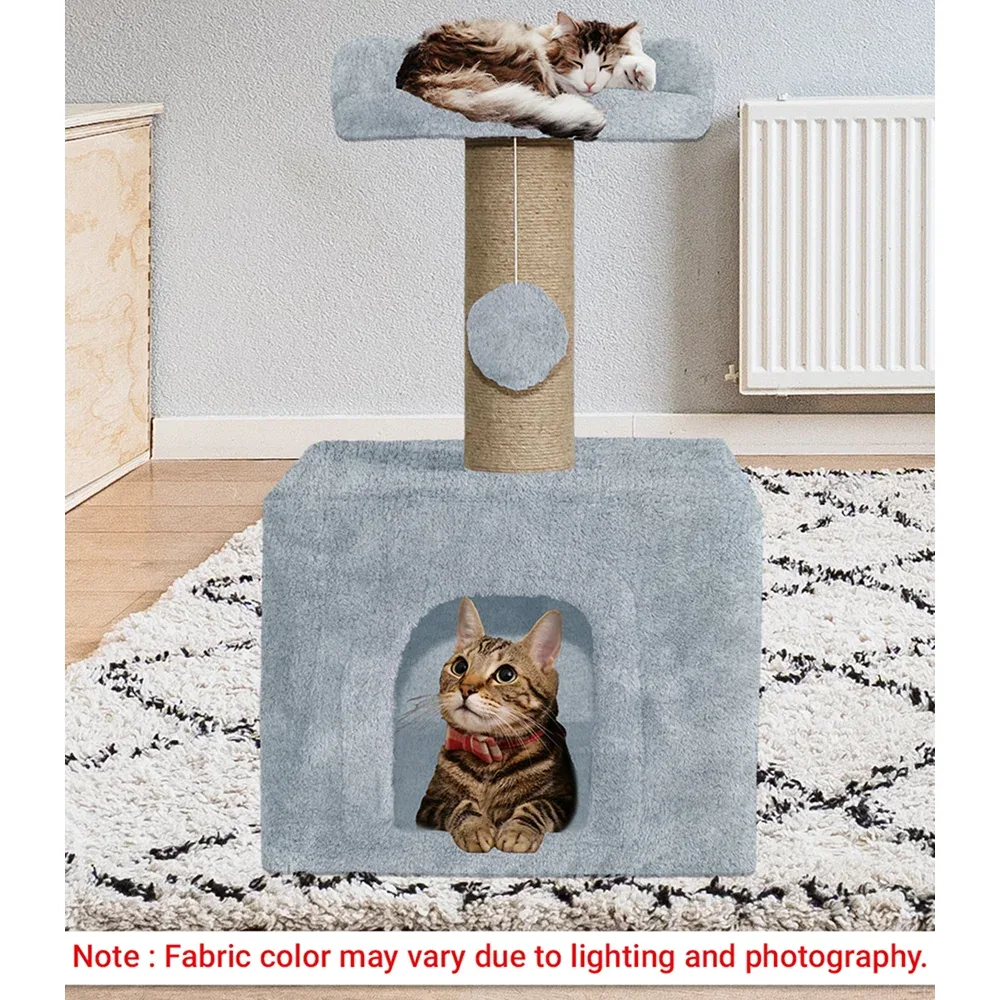 Furrlovers Soft Fur Condo Cat Tree with Sisal/Jute Scratching Post & Hanging Ball