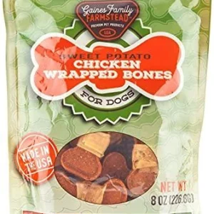 Gaines Family Farm Limited Ingredient Diet Sweet Potato Bone wrapped with Chicken Natural Dog Chews - 8 oz Bag