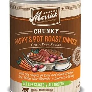 Merrick Grain-Free Chunky Pappy's Pot Roast Dinner Canned Wet Dog Food - 12.7 oz Cans - Case of 12