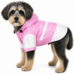 Pet Life ® 'Two-Tone' Waterproof Adjustable Dog Raincoat Jacket w/ Removable Hood