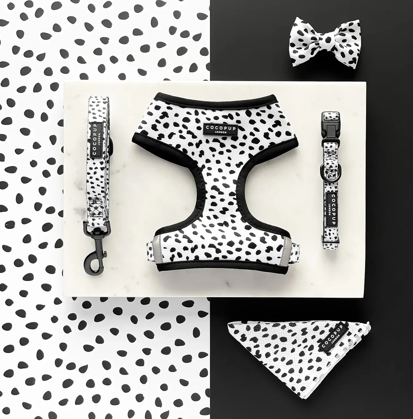 Cocopup London Monochrome Spots Adjustable Neck Harness - Image 2