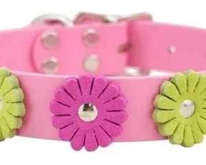 Flower Leather Collection Collar - Pink