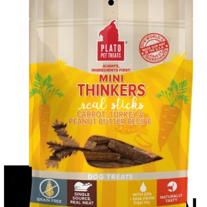 Plato Pet Treats Mini Thinkers Carrot Turkey & Peanut Butter Natural Dog Chews - 6 oz Bag