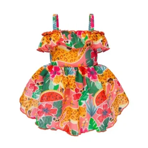Leopard & Fruit Ruffle Dog Hawaiian Dress
