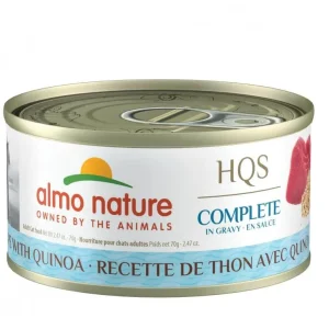 Almo Nature HQS Complete Tuna Recipe with Quinoa in Gravy Canned Cat Food - 2.47 oz Cans - Case of 24