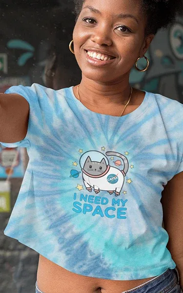 I Need My Space Tie-Dye Cat Crop Top