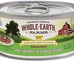 Whole Earth Farms Grain-Free Real Morsels in Gravy Chicken & Turkey Canned Cat Food - 5 oz Cans - Case of 24