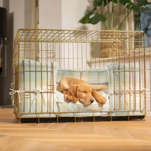 Dog Crate with Cushion & Bumper in Balmoral Duck Egg Tweed by Lords & Labradors
