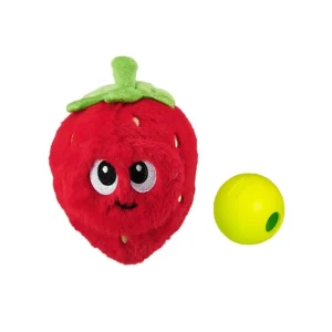 Nina Ottosson Fruity Findz Strawberry TNT Interactive Plush Dog Puzzle Dog Toy Red