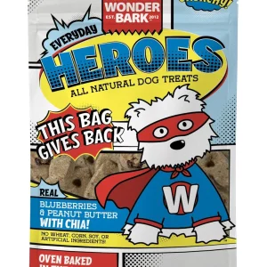 Wonder Bark Everyday Heroes Dog Treats - Blueberries and Peanut Butter with Chia Flavor - 5 oz Bag