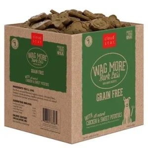 Cloud Star Wag More Bark Less Bulk Boxes Grain Free Chicken & Sweet Potato Biscuit Dog Treats - 19 lb Box
