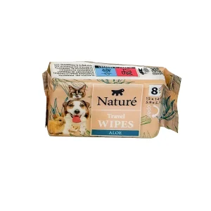TRAVEL POCKET WIPES FOR DOGS AND CATS NATURÈ (x8)