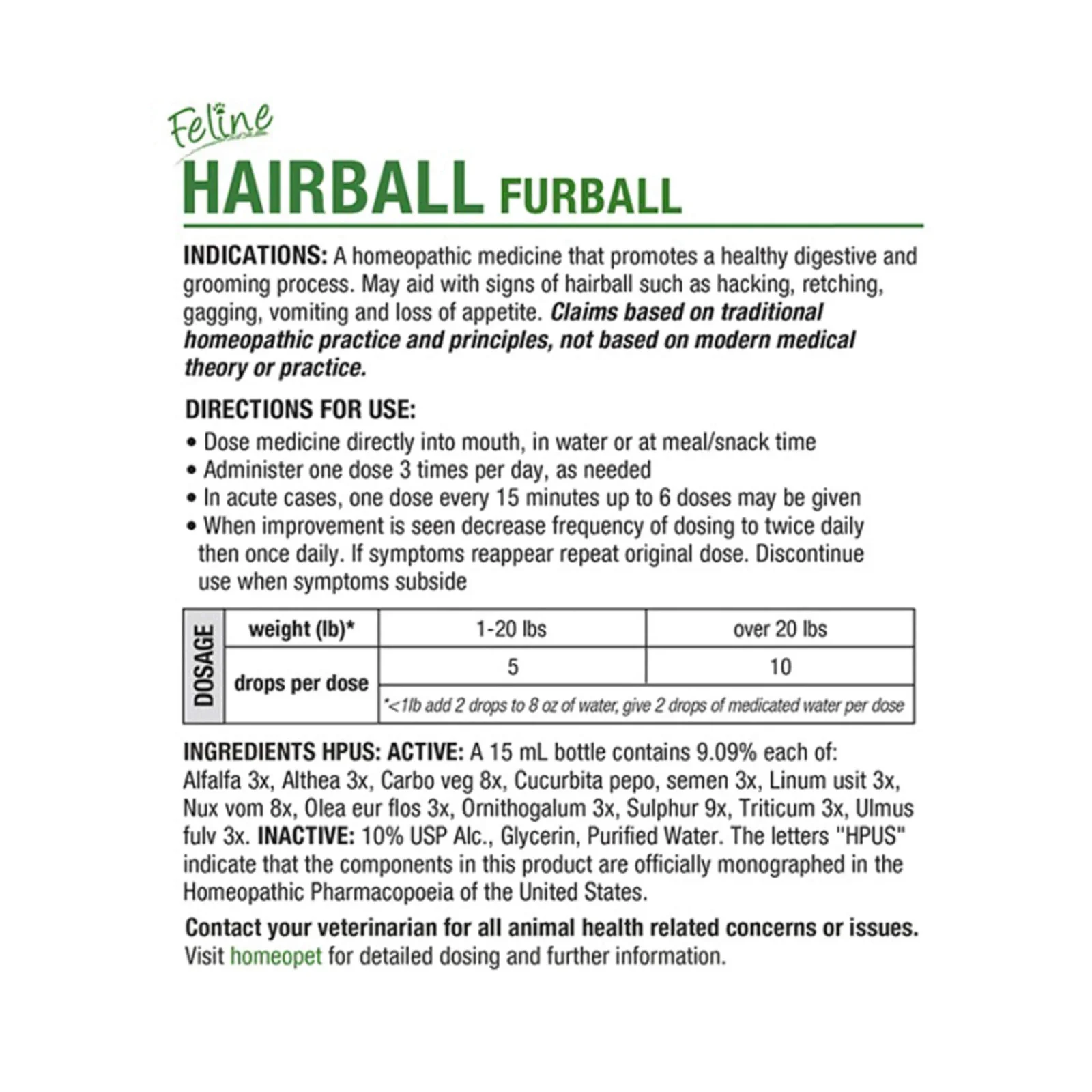 HomeoPet Feline Homeopathic Furball Relief Drops for Cats - Image 2