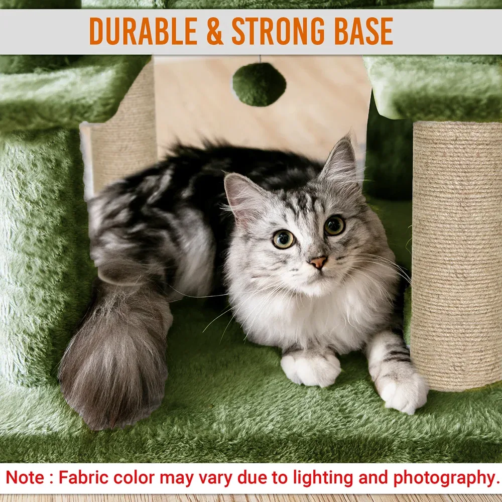 Furrlovers Multi Level Cat Tree Tower with Scratching Posts, Hammock & Condo (Green) - Image 2