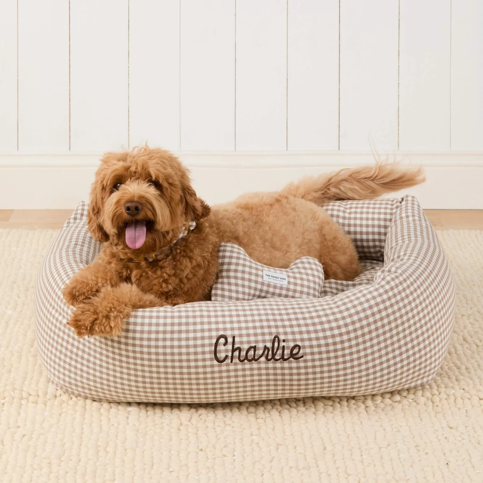 Mushroom Brown Gingham Dog Squeaky Toy - Image 2