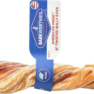 Barkworthies Odor Free American Pride Twisted Dog Bully Sticks - 6" - 30 ct Case - Case of 1