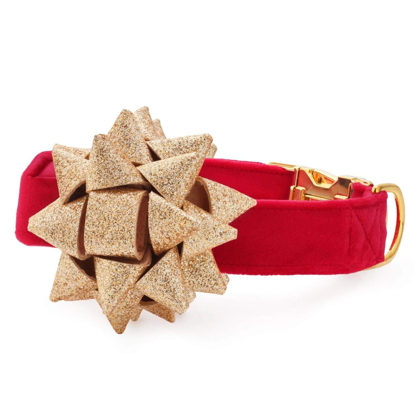 Gold Gift Bow Dog Collar Set - Image 2