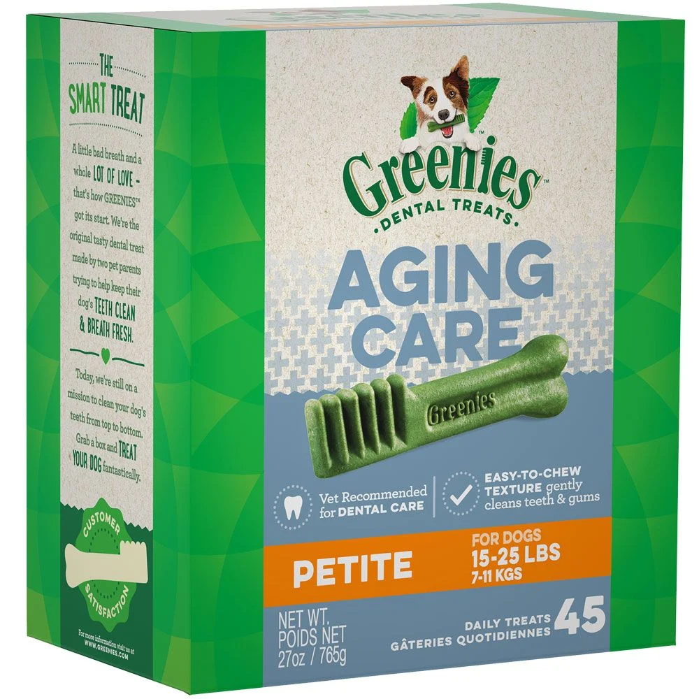 Greenies Aging Care Dental Chews Dog Treats - Petite 27oz (45 Bones)