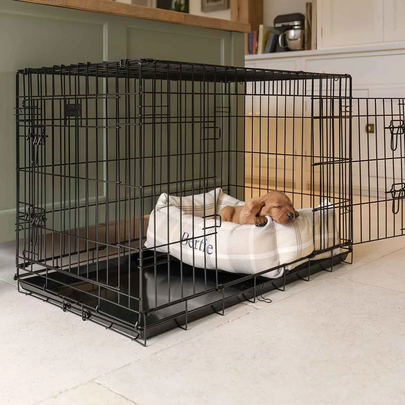 Dog Crate with Cosy & Calming Puppy Crate Bed in Balmoral Natural Tweed by Lords & Labradors - Image 2
