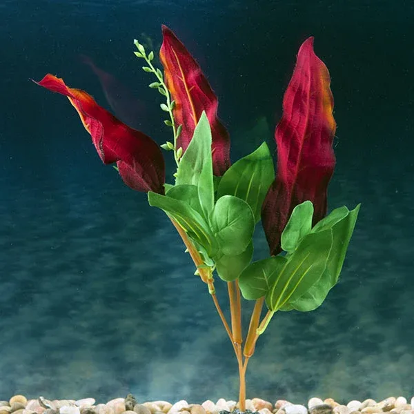 Marina Naturals Medium Red & Green Waffle Leaf Silk Plant - Image 2