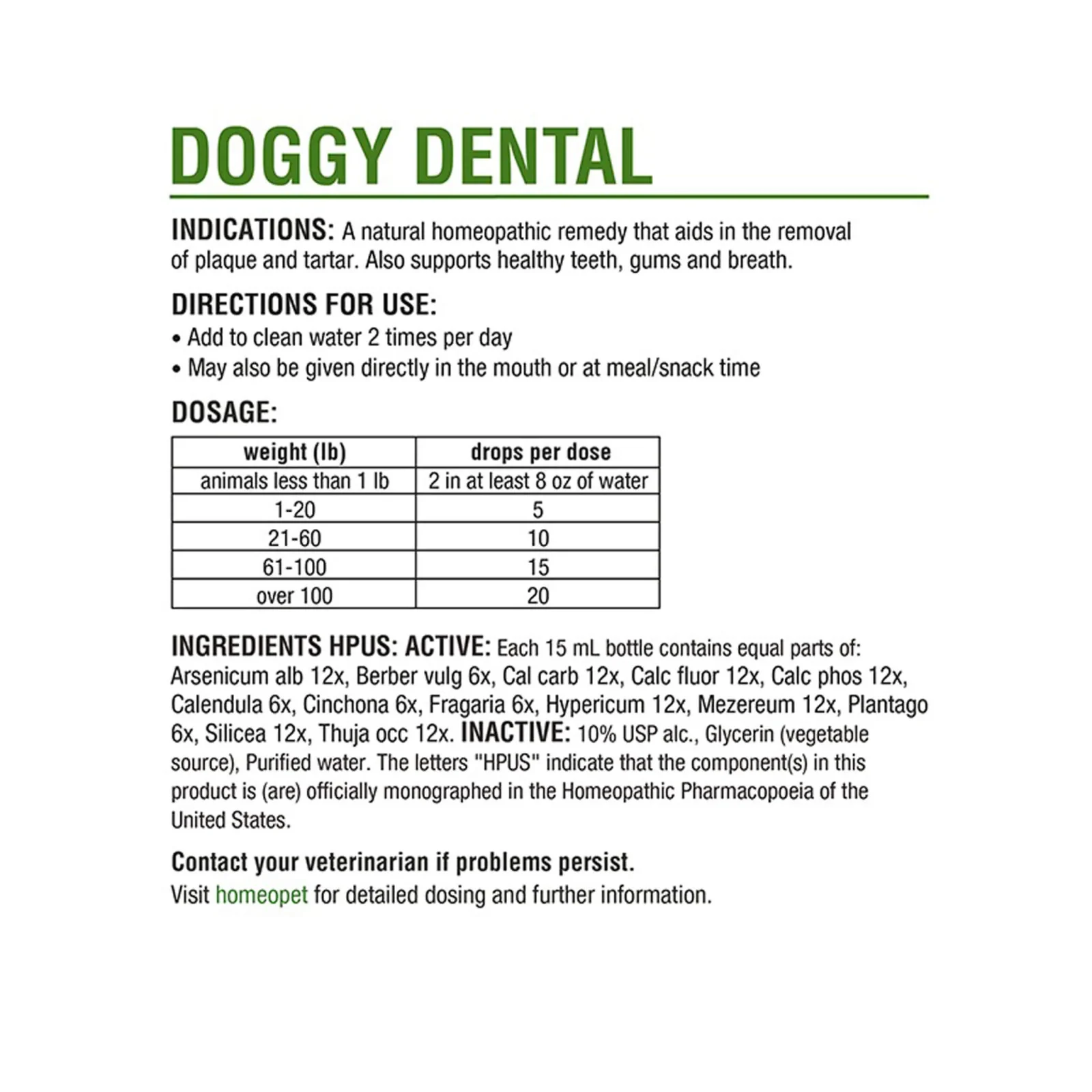HomeoPet Doggy Dental Homeopathic Plaque & Tartar Removal Drops for Dogs - Image 2