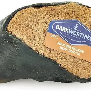 Barkworthies Protein Packed Beef Booties with Peanut Butter Blend Beef Stuffed Cow Hooves - Case of 20
