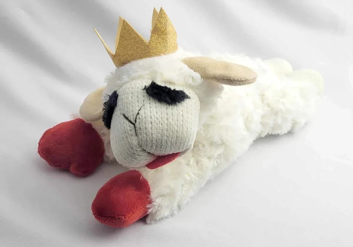 Multipet Lamb Chop with Crown Medium 10.5 in Plush Dog Toy