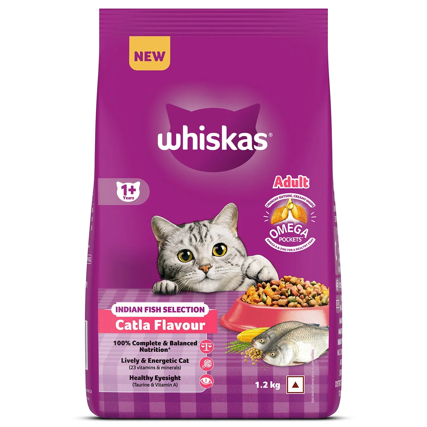 Whiskas Catla Fish Flavour Adult Cat Dry Food - Image 2