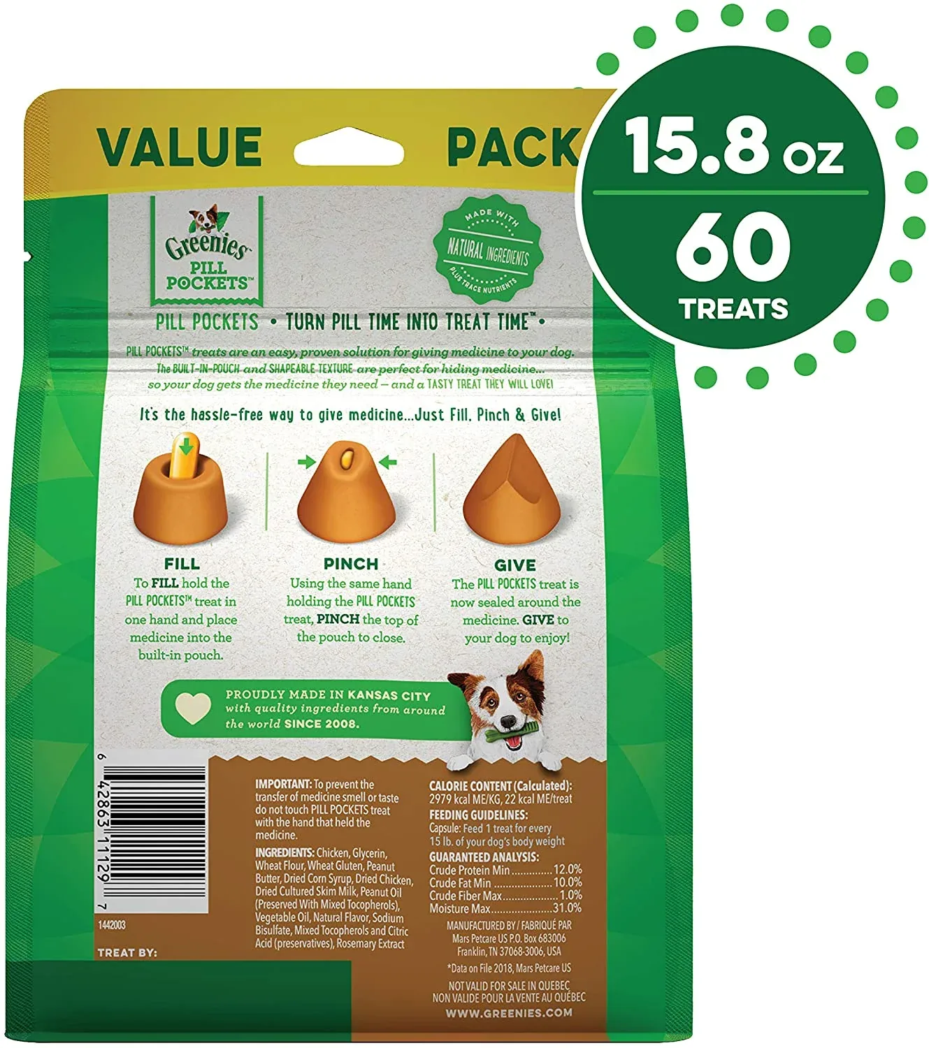 Greenies Pill Pockets for Dogs Peanut Butter Capsule Value Bag - 15.8 oz - Image 2