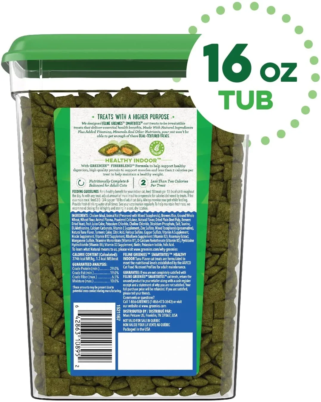 Greenies Feline SmartBites Indoor Healthy Tuna Dental Cat Treats - 16 oz - Image 2