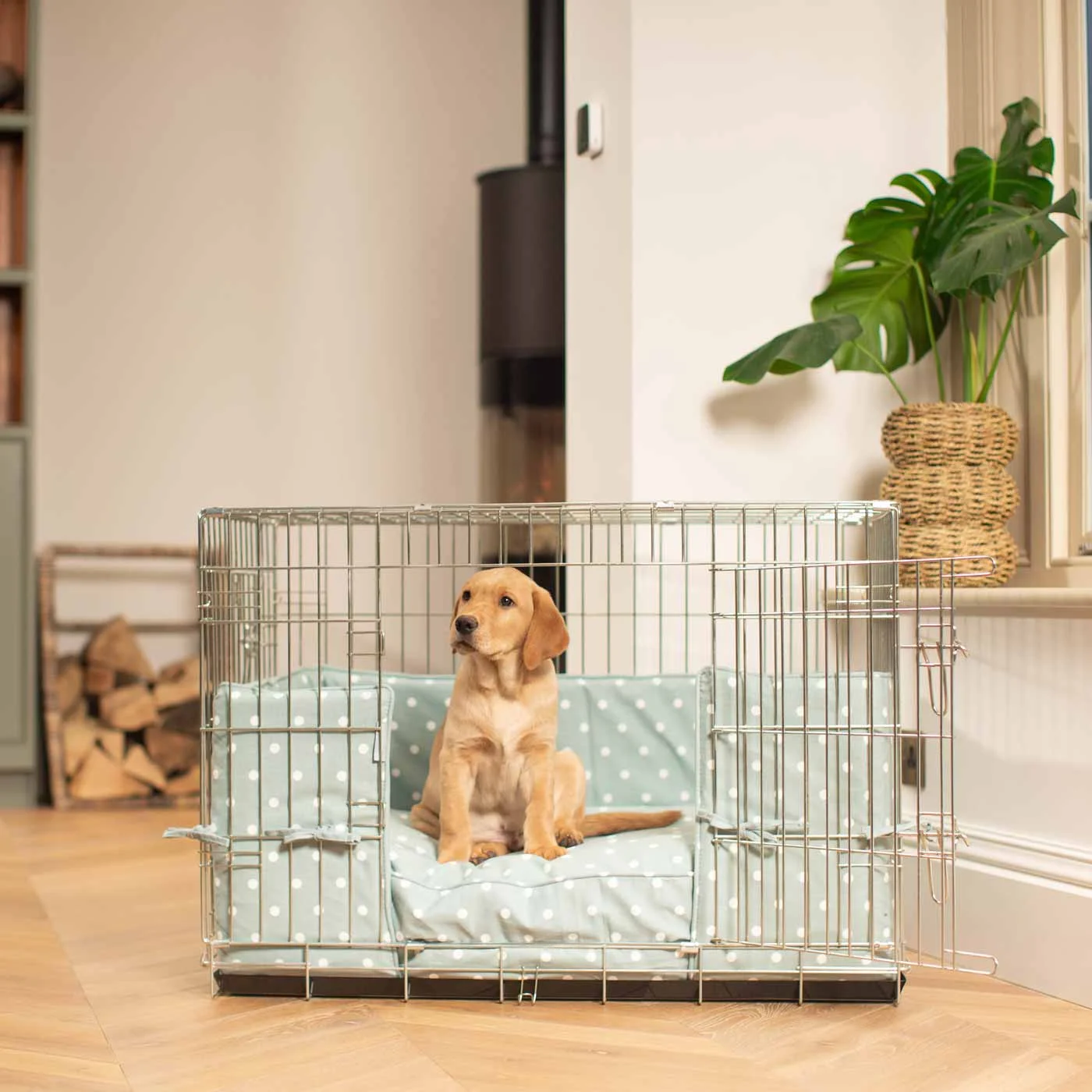 Dog Crate Bumper in Duck Egg Spot by Lords & Labradors - Image 2