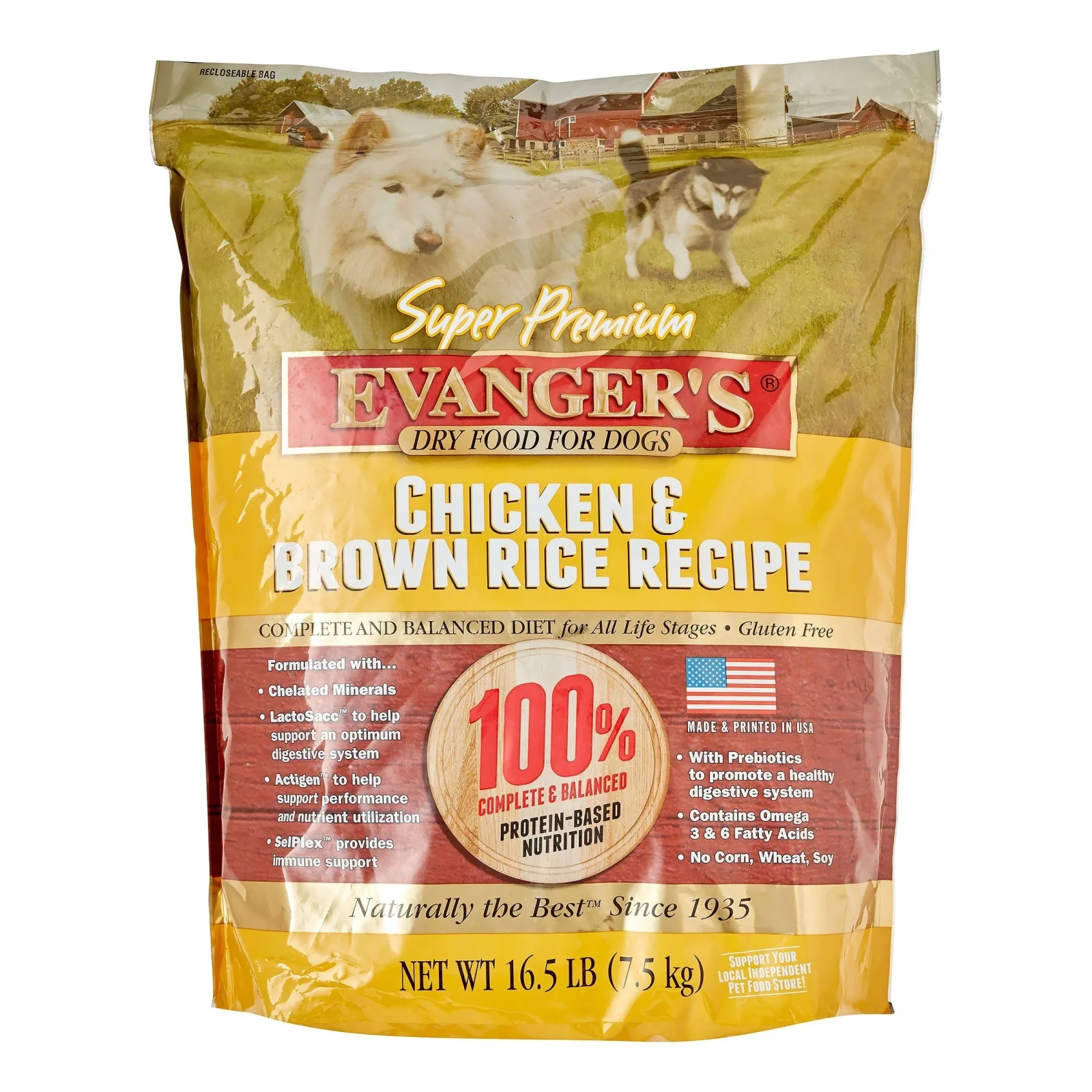 Evanger's Chicken & Brown Rice Super Premium Dry Dog Food - 16.5 lb Bag