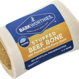 Barkworthies 3"-4" Shin Bone Stuffed with Peanut Butter Blend Dog Chew Treats - 15 ct Case - Case of 1