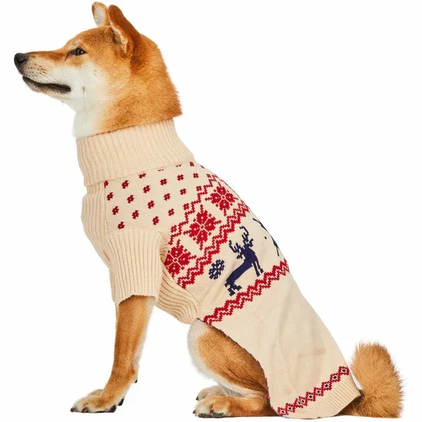 Christmas Tree Reindeer and Snowflake Sweater in Light Beige - Image 2