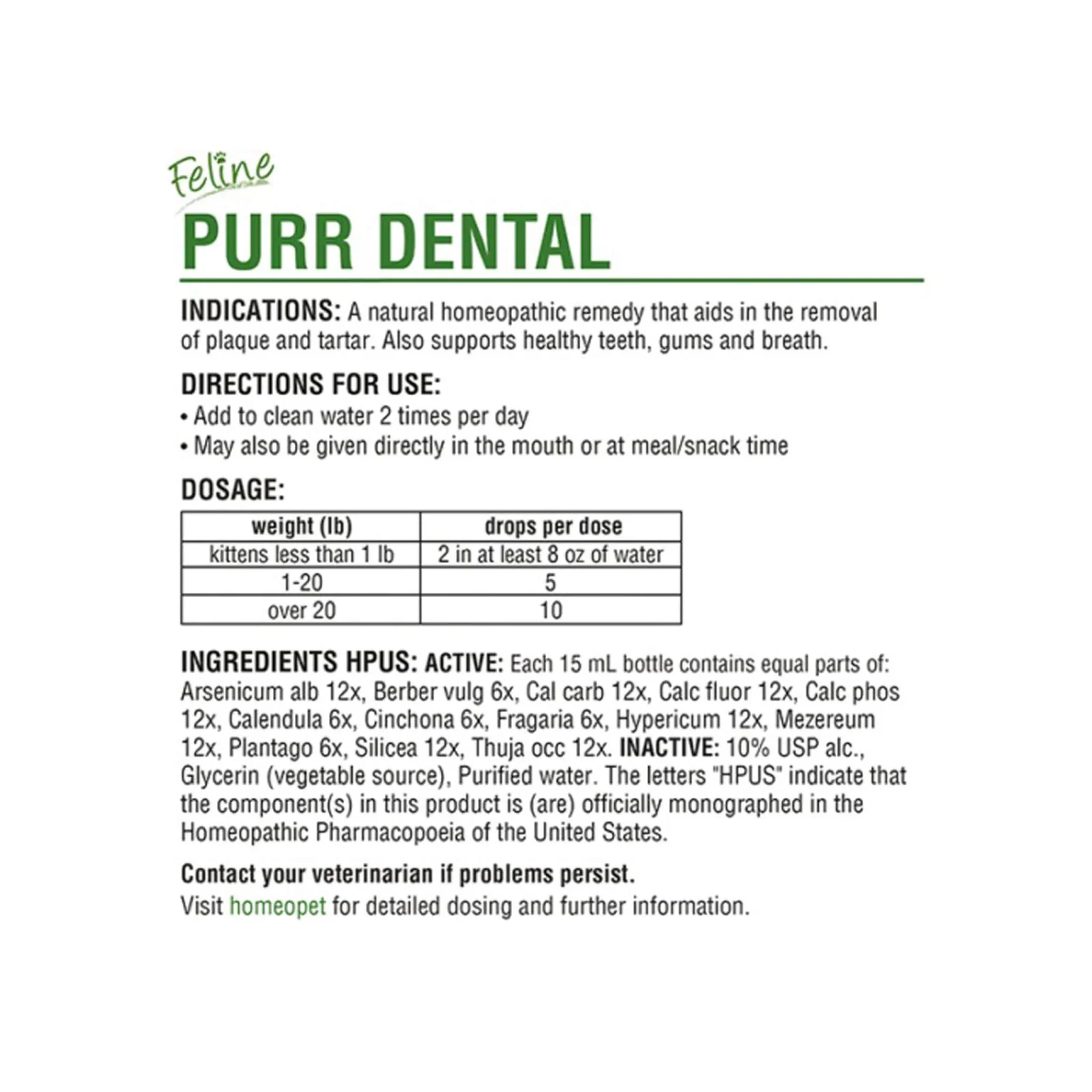 HomeoPet Feline Purr Homeopathic Dental Drops for Cats - Image 2