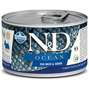 Farmina N&D Ocean Sea Bass & Squid Canned Dog Food - 10 oz - Case of 6