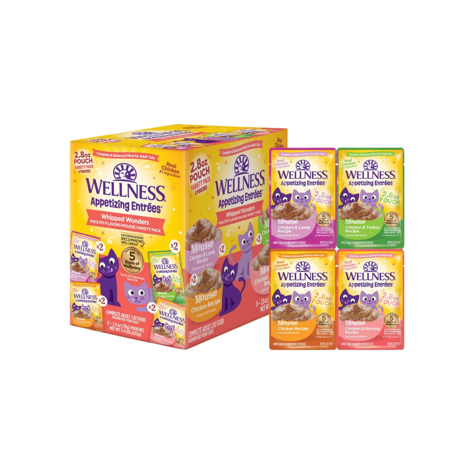 Wellness Appetizing Entrees Grain Free Mousse Cat Food Pouches
