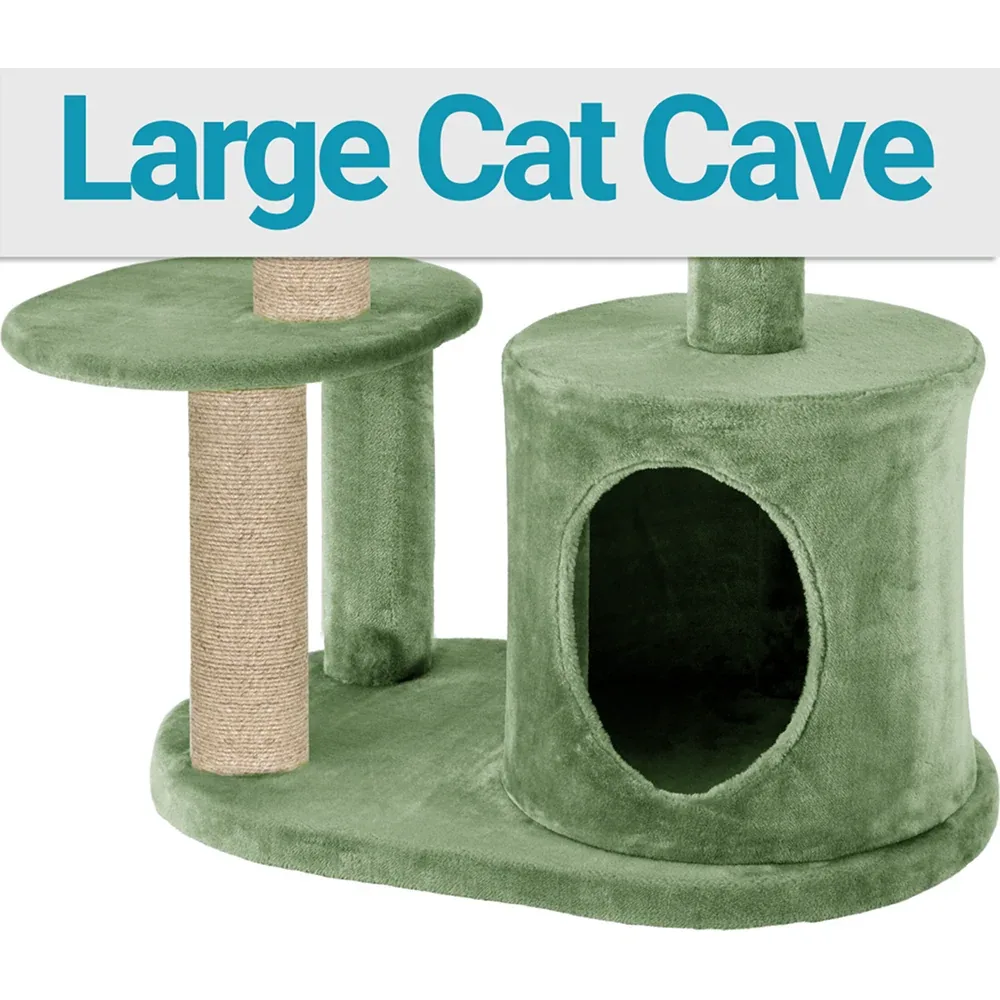 Furrlovers Multi Level Plush Cat Tree with Condo & Sisal Scratching Posts (Green) - Image 2