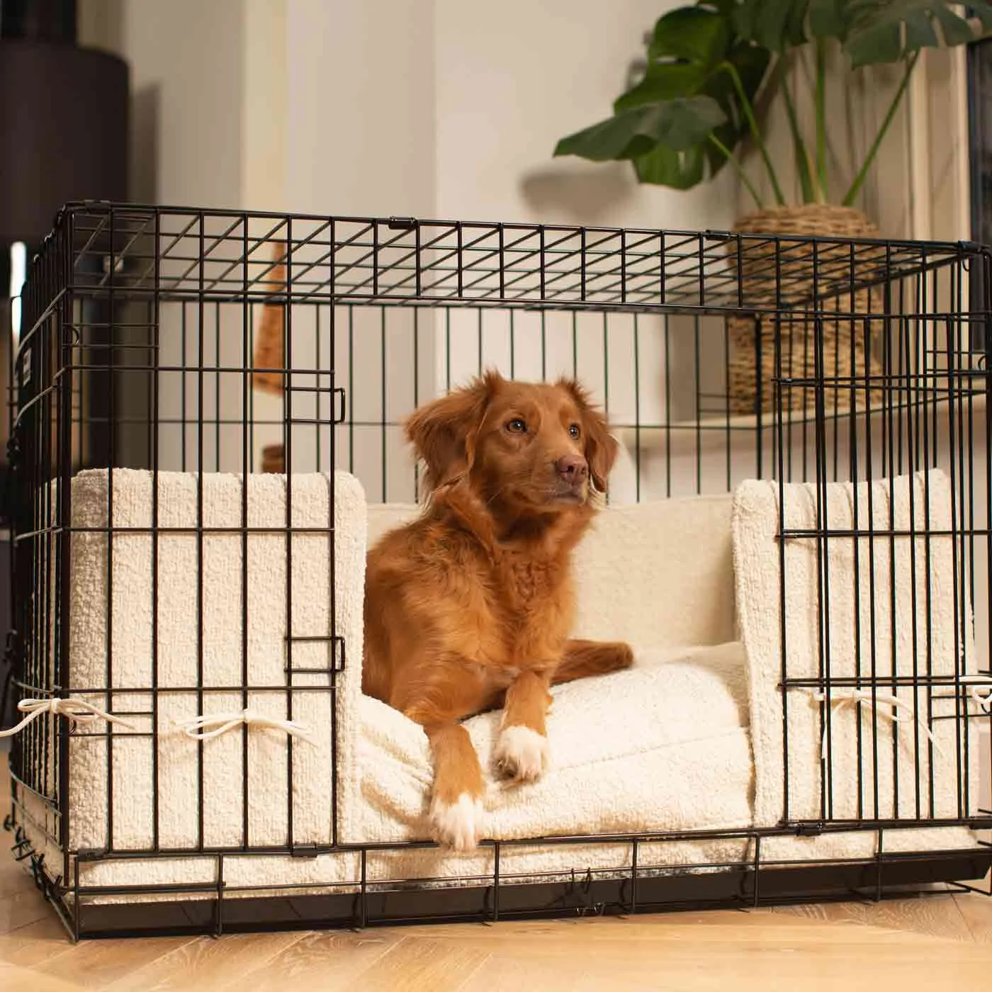 Dog Crate Bumper in Ivory Bouclé by Lords & Labradors - Image 2