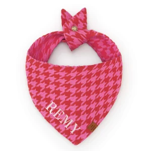 Pink and Red Houndstooth Dog Bandana