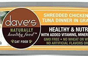 Dave's Pet Food Shredded Chicken and Tuna Dinner in Gravy Canned Cat Food - 2.8 oz Cans - Case of 24