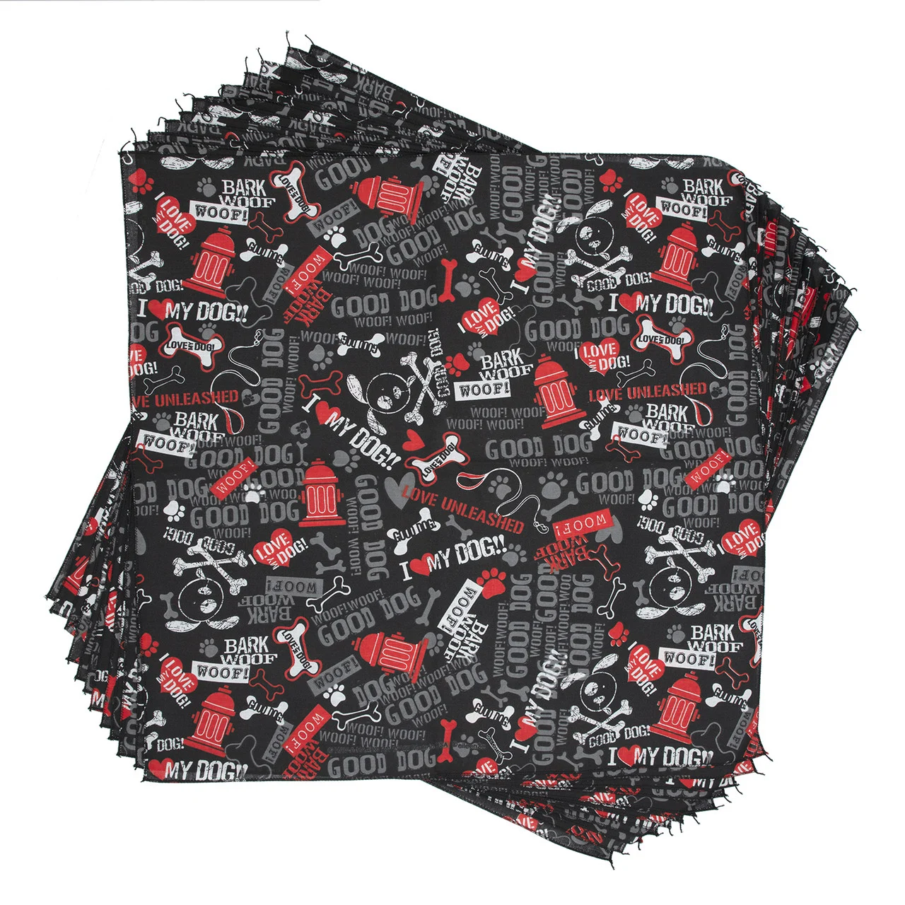 Bark, Woof, Woof Dog Bandana, 22 inch, 12 Pack