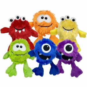 Multipet Minipet Plush Monsters Dog Toy Assorted Monsters/Colors 5 in